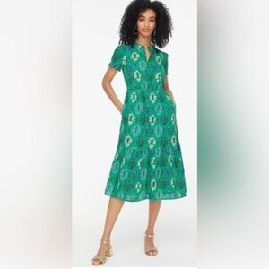J. Crew • Emerald Green Floral Midi Dress